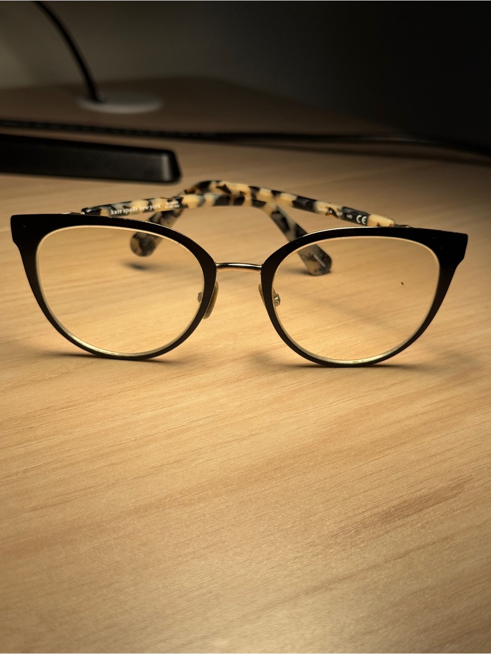 kate spade Black Cat-Eye Glasses with Tortoise Temples